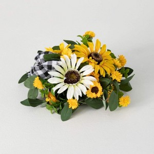 Sullivans Artificial Sunflower Gingham Half Orb 9"H Multicolored - 1 of 4