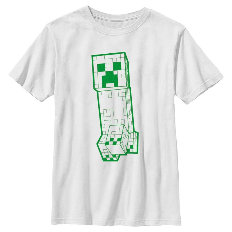 Boy's Minecraft Creeper Outline T-Shirt, 1 of 5