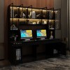 Famapy Black Spacious Double Desk Workstation Light Strips USB Ports - 3 of 4