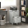 HOMCOM 2 Drawer Vertical File Cabinet with Silent Slides, Farmhouse Filing Cabinet with Barn Doors for A4/Letter Size, Distressed Light Gray - 3 of 4