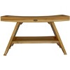 EcoDecors® Serenity® 30" Teak Wood Shower Bench with Shelf in EarthyTeak Finish - 2 of 4
