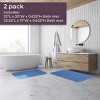 Bathroom Rug Set- 2-Piece Memory Foam Bath Mats- Wavy Microfiber Top-Non-Slip Absorbent Runner for Bathroom Kitchen by Hastings Home (Blue) - 4 of 4