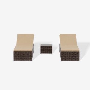 WestinTrends 3-Piece Outdoor Wicker Chaise Lounge Set with Side Table - 1 of 3