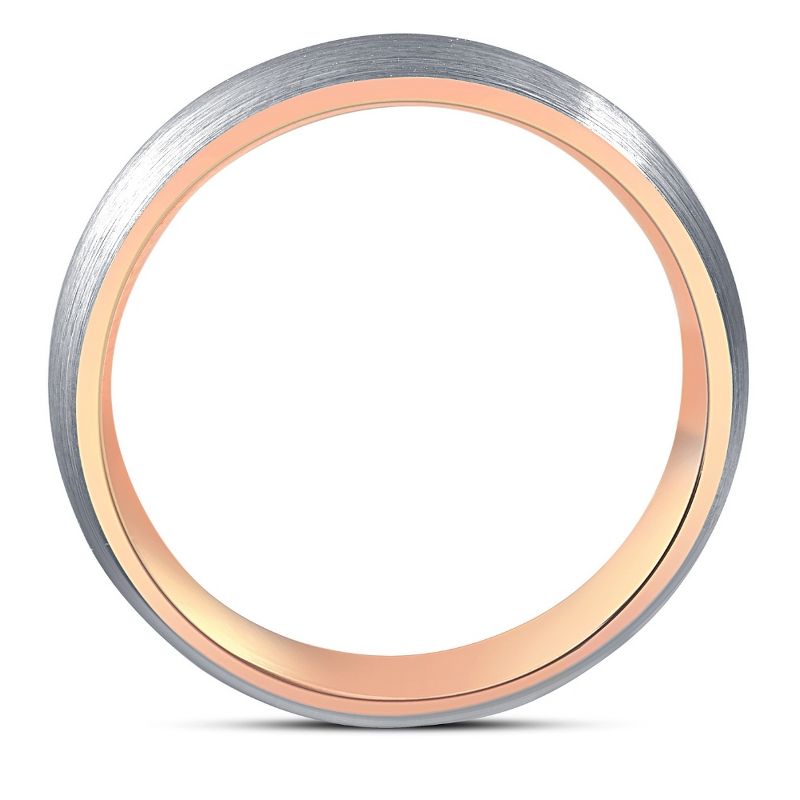 Pompeii3 Men's Brushed Tungsten & Rose Gold Plated Two Tone 6mm Ring Wedding Band, 3 of 5