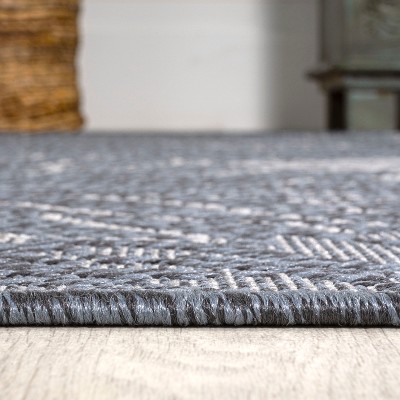 Gray Floral Synthetic Flat Woven Reversible Area Rug