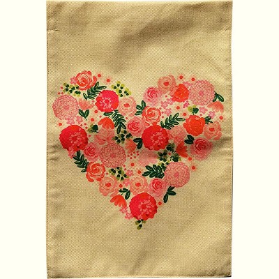 Briarwood Lane Floral Heart Valentine's Day Burlap Garden Flag 18" x 12.5"