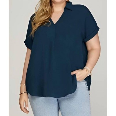 Women's Konnie Drop Shoulder Woven Top - Plus - SHE + SKY