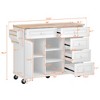 53" Kitchen Cart with Rubber Wood Top, Rolling Kitchen Island with 5 Drawers, Spice Rack, Towel Holder & Adjustable Shelves - ModernLuxe - 3 of 4