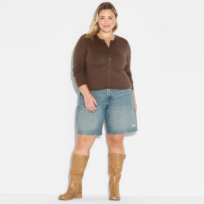 Women's Long Sleeve Roundneck Button-Down Shirt - Wild Fable™