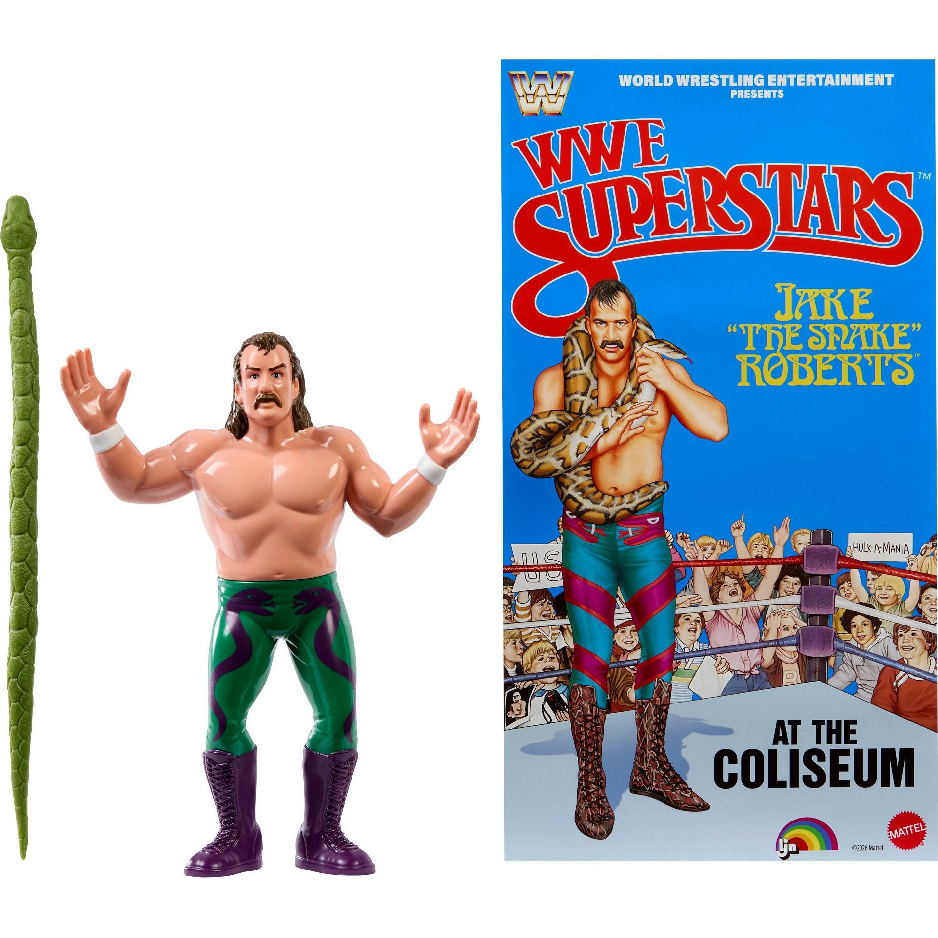 LJN WWE Superstars Jake “The Snake” Roberts Action Figure, 1980s Retro 8" Collectible Toy