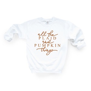 Simply Sage Market Women's All The Plaid And Pumpkin Things Gildan Sweatshirt - 1 of 2