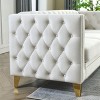 SYFERLORY Velvet Sofa for Living Room,Buttons Tufted Square Arm Couch,  Beige - 4 of 4