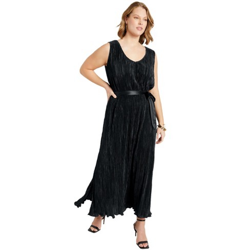 June + Vie by Roaman's Women's Plus Size Plisse Midi Dress - image 1 of 4