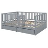 PAGED Twin Size Daybed Dual Use Bed Frame with 2 Storage Drawers and Fence Guardrails for Bedroom, Living - 3 of 4
