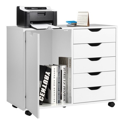 Tangkula 7-drawer Chest Mobile Lateral Filing Cabinet Floor Storage  Organizer White : Target