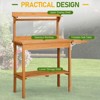 Karl Home Outdoor Fir Wood Garden Potting Bench With Side Panels And Decorative Top Shelf - 3 of 4