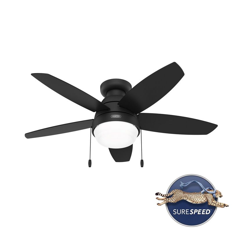 44&#34; Lilliana Low Profile Ceiling Fan with Light Kit and Pull Chain (Includes LED Light Bulb) Matte Black - Hunter Fan, 2 of 13