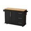 VYNXARIA Kitchen Island Cart with 2 Door Cabinet and Three Drawers,43.31 Inch Width with Spice Rack, Towel Rack (Black) - 2 of 4