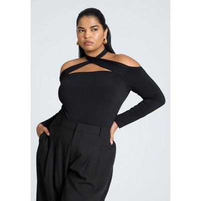 ELOQUII Cross Front Cut Out Top