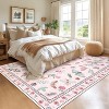 9x12 Pink Washable Rug, Butterfly Floral Insect Carpet, Non-Slip Low Pile Stain-Resistant Foldable Floor Cover for Bedroom, Nursery, Apartment - 2 of 4