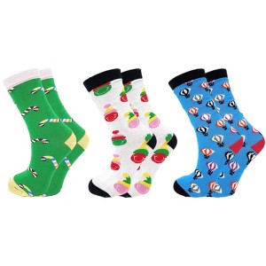 3 Pairs Colorful Fun Crazy Crew Dress Socks – Soft Cotton Blend, Novelty Pattern Socks for Men & Women - 1 of 4