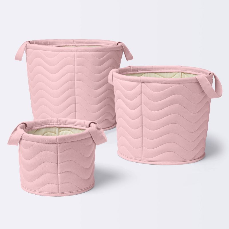 Quilted Fabric Large Round Storage  Basket - Light Pink - Cloud Island&#8482;, 5 of 6
