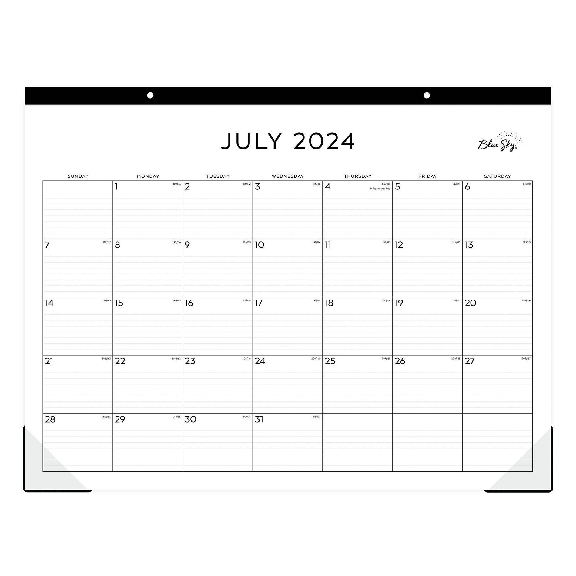 Blue Sky 2024-25 Monthly Desk Pad 17"x22" White with Trim Tape Perforation: Large Desk Calendar July-June for Adults