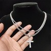 Hip Hop Cross Necklace - Rhinestone Pendant with Twist Chain, Stainless Steel Unisex Jewelry Gift - 3 of 4