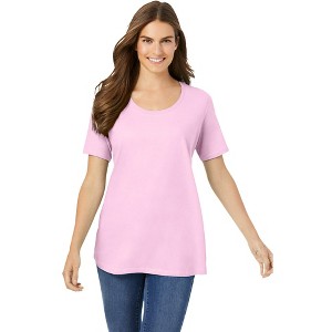 Woman Within Plus Size Perfect Short-Sleeve Scoopneck Tee - 1 of 4