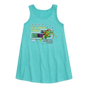Girls' - Teenage Mutant Ninja Turtles - Its Ninja Time Donnie Graphic Sleeveless Aline Dress - 1 of 3