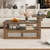 Lyngins Modern Rattan-Woven Coffee Table with Storage – Nested Design, Dual Tabletops & Shelf, Pine Wood Legs, Ideal Center Table & Living Room Table - 3 of 4