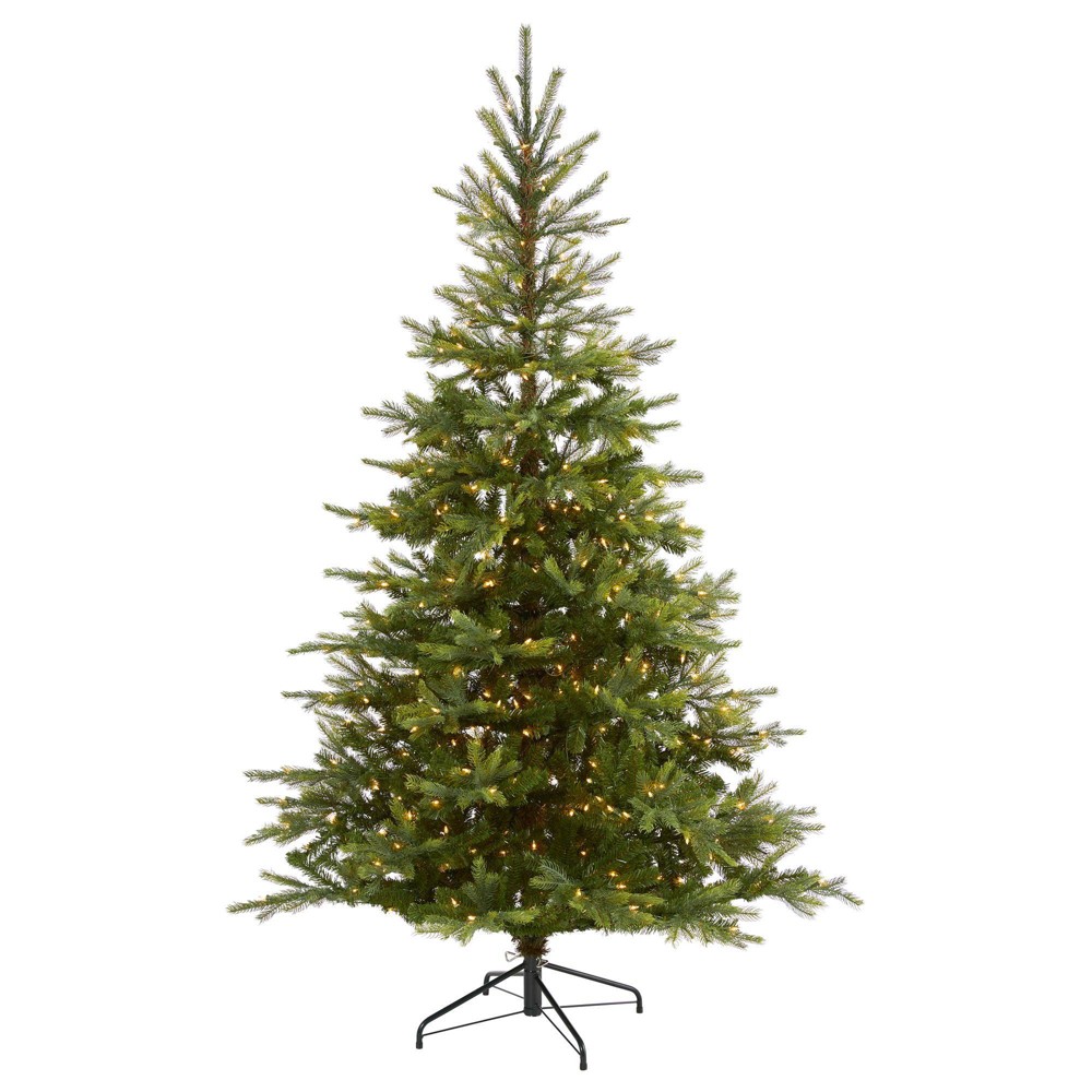 Photos - Garden & Outdoor Decoration Nearly Natural 7' Pre-Lit LED Full North Carolina Spruce Artificial Christmas Tree Clear Lights