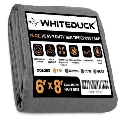 WHITE DUCK Heavy Duty Canvas Tarp, 18 oz Water-Resistant Cotton  with Reinforced Edges & Stainless Steel Grommets