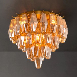 CityFurn 4-Light Modern Tiered Glass Chandelier Flush Mount Ceiling Light - 1 of 4