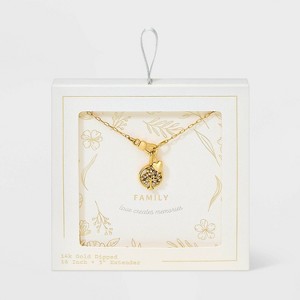 14K Gold Dipped Mother of Pearl Tree and Heart Charm Necklace - Gold - 1 of 4