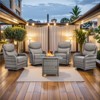 Buenhomino 7 Pieces Outdoor Patio Furniture Set with 30" Square Fire Pit Table, Rattan Wicker Swivel Rocker Chairs Sets - 2 of 4