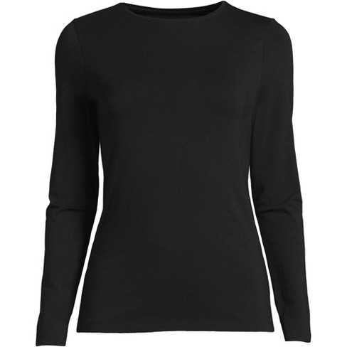 Lands' End Women's Long Sleeve Lightweight Jersey Crew Neck Top - X-small -  Black : Target