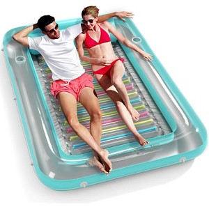 Jasonwell 4‑in‑1 Inflatable Tanning Lounger — Sun Tan Tub & Pool Raft, Water‑Filled Mat/Pad for Adults & Kids (XL) - Green w reflective base - 1 of 4