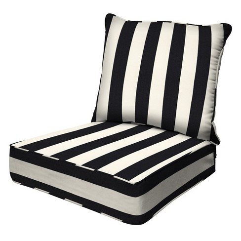 Honeycomb Outdoor Deep Seating Cushion Set - Cabana Stripe Black & Ivory :  Target