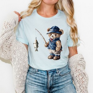 Simply Sage Market Women's Teddy Bear Fisherman Short Sleeve Graphic Tee - 1 of 4