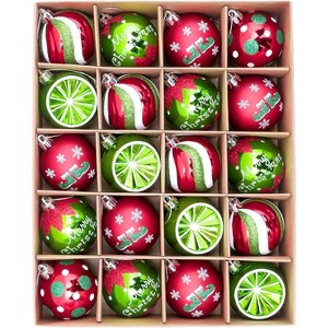 16pcs 2.36" Christmas Ball Decoration Set, Christmas Tree Ornaments, Suitable for Indoor/Outdoor Christmas Parties, Home Decorations, Red Gold White - 1 of 3