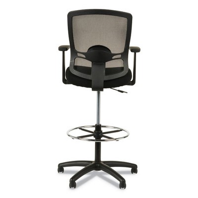 Adjustable Black Mesh Swivel Stool with Fixed Arms