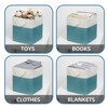 Aoibox Fabric Cube Storage Baskets 12x12 Inch Collapsible Storage Bins with Handles for Shelves Home Organizing 4 Pack White Teal - 4 of 4