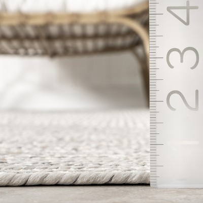 Ivory Braided Synthetic Indoor/Outdoor Runner Rug 31" x 10'