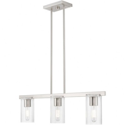 Clarion Brushed Nickel 3-Light Linear Chandelier with Clear Glass