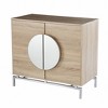 HomeRoots 32" Natural and Chrome Mirrored Circle Double Door Bar Cabinet - 3 of 4