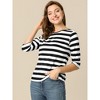 INSPIRE CHIC Women's Elbow Sleeves Boat Slim Fit Casual Stripe Animal Print Multi Floral Pattern T-Shirt - 3 of 4