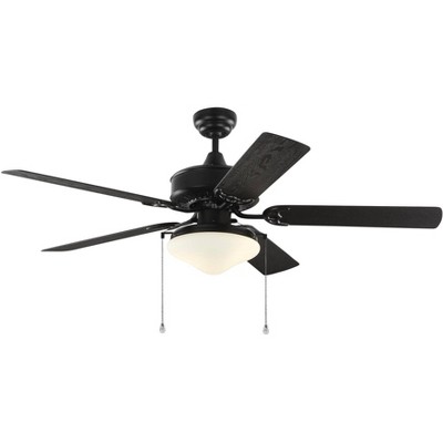 52" Monte Carlo Haven Matte Black LED Pull Chain Wet Ceiling Fan