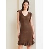 Allegra K Women's Casual Round Neck Midi Ruffled Knit Dress - 2 of 4