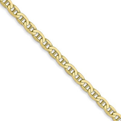 Black Bow Jewelry 3mm 10k Yellow Gold Concave Anchor Chain Necklace